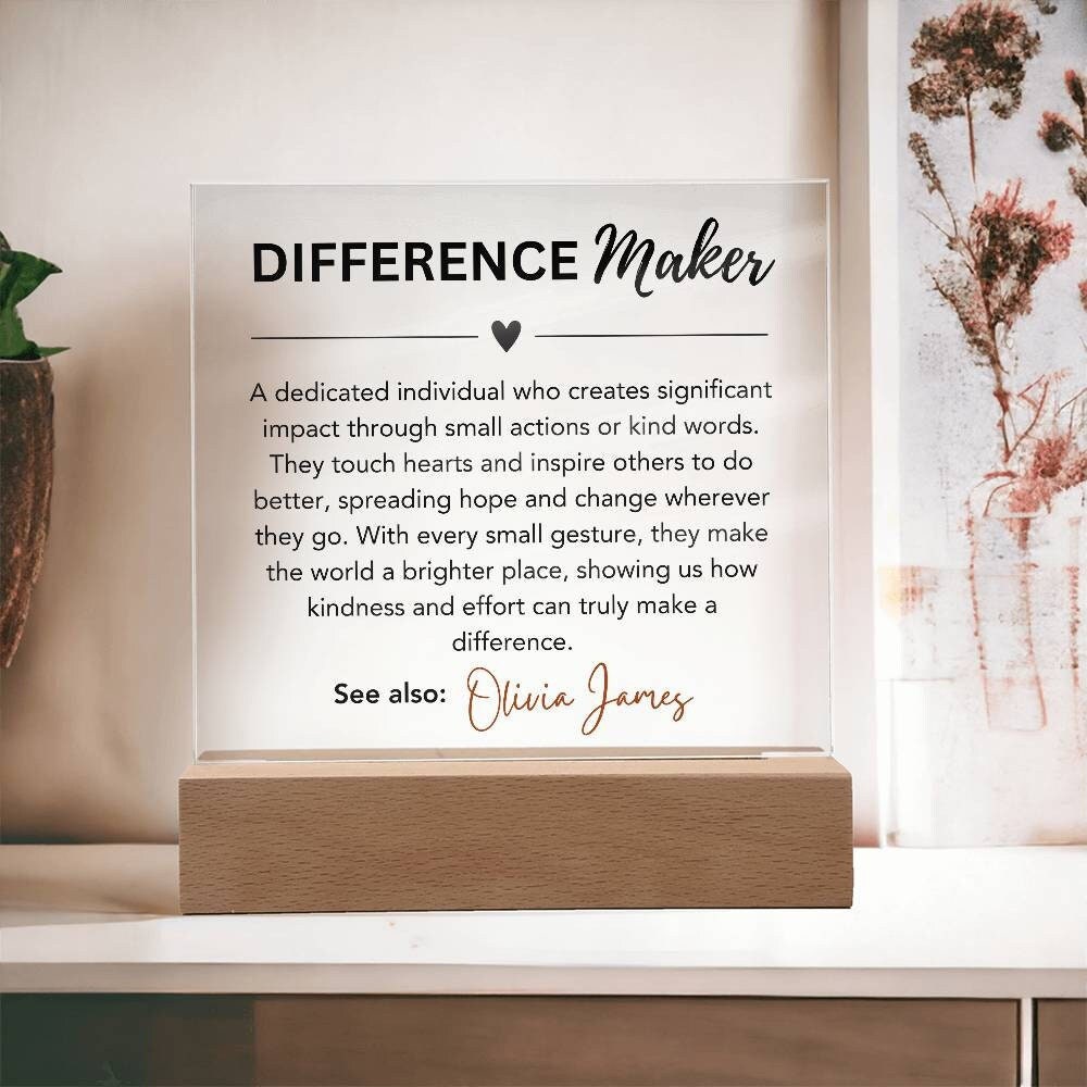 Personalized Difference maker Gift Custom Plaque, Gift for a leader, teacher, coach, social worker, Coworker Mentor appreciation definition