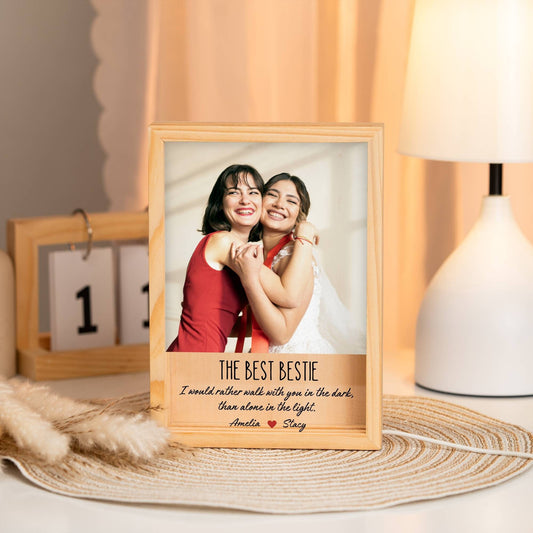 Personalized Gift for Best Friend, Acrylic Picture frame Night light, Best Friend Birthday gift for her, Bestie Friendship plaque, Christmas