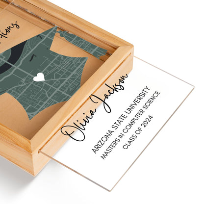 Personalized College Graduation Gifts, Custom University Campus Map Graduation Plaque, Masters Degree Diploma Medical school PHD Grad Gifts