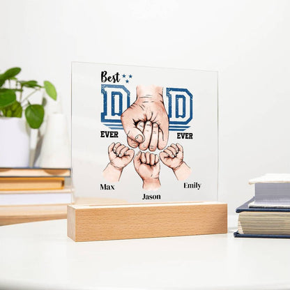 Personalized Dad Plaque, Dad and Kids fist bump gift with kids names, Fathers day gift for Dad, Best dad ever Birthday gift, Christmas gift