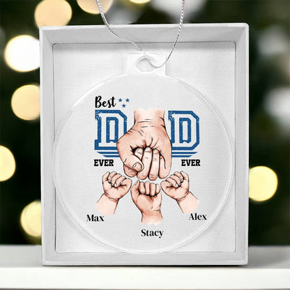 Personalized Dad Fist bump ornament, Christmas gift for Dad, Gift for Dad with Kids names, Dad Gift from children, Best Dad ever ornament