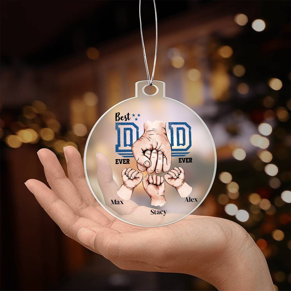 Personalized Dad Fist bump ornament, Christmas gift for Dad, Gift for Dad with Kids names, Dad Gift from children, Best Dad ever ornament