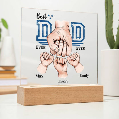 Personalized Dad Plaque, Dad and Kids fist bump gift with kids names, Fathers day gift for Dad, Best dad ever Birthday gift, Christmas gift