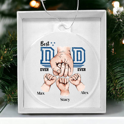 Personalized Dad Fist bump ornament, Christmas gift for Dad, Gift for Dad with Kids names, Dad Gift from children, Best Dad ever ornament