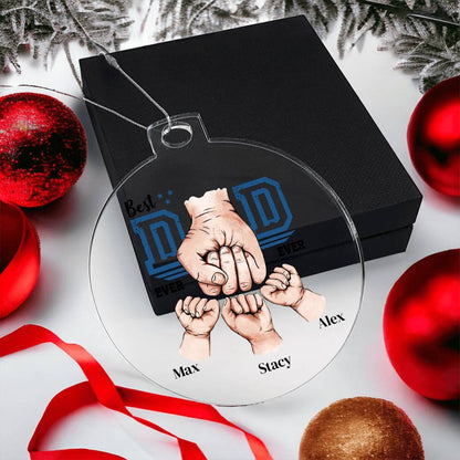 Personalized Dad Fist bump ornament, Christmas gift for Dad, Gift for Dad with Kids names, Dad Gift from children, Best Dad ever ornament