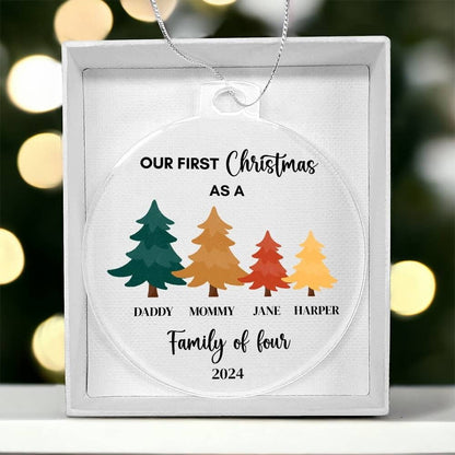 Family of Four Christmas Ornament, Family of 3, Family Ornament, Personalized Baby's First Christmas Ornament New baby gift for New parents