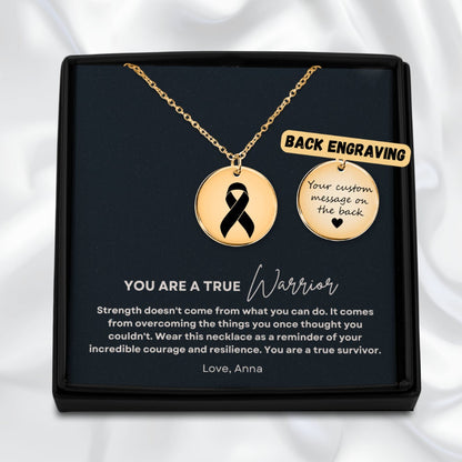 Personalized Warrior gift for Cancer survivor, Cancer ribbon necklace for women, beat cancer strength gift, Breast cancer encouragement gift