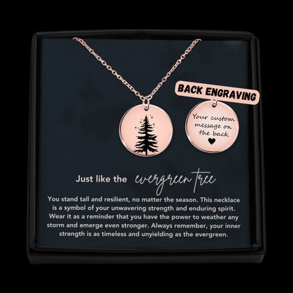 Personalized Evergreen tree necklace, Strength gift, Encouragement gift, Determination, Off to college gift, Breast cancer gift for women