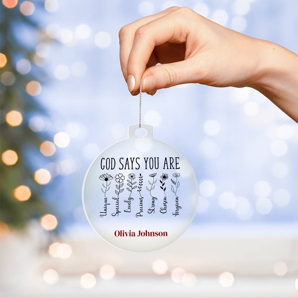 Personalized God says you are Christmas ornament, Christian Gift Prayer, Religious Gift for Girls, Positive affirmations Religious girls