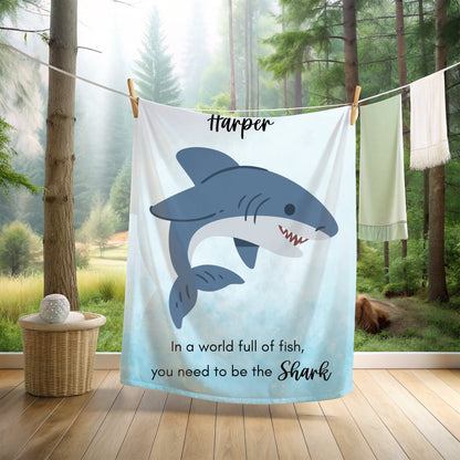 Shark blanket personalized with kids name, Whale shark gift for Boys, Baby shark gift for girls, Nursery room decor, Custom Beach blanket