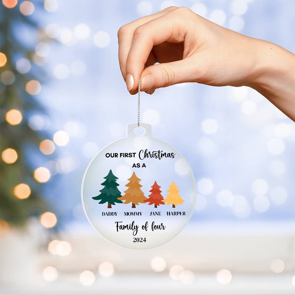 Family of Four Christmas Ornament, Family of 3, Family Ornament, Personalized Baby's First Christmas Ornament New baby gift for New parents