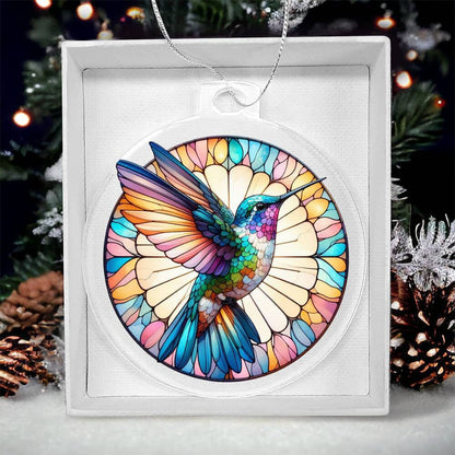 Hummingbird Stained Glass Acrylic Ornament Faux, Hummingbird Gift for bird Lovers, Memorial gift,  decor wall hanging Christmas gift for mom