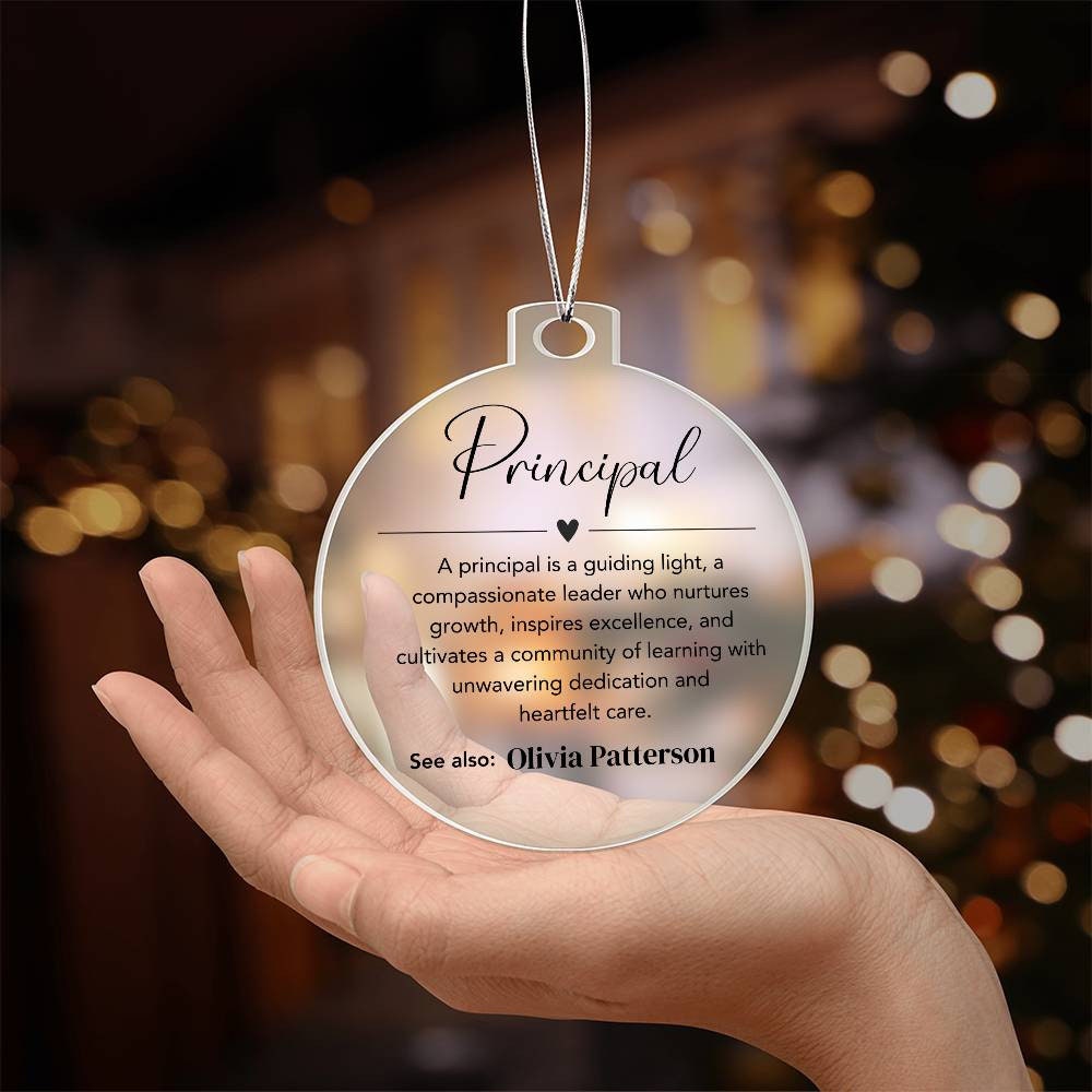 Personalized Principal Gift Christmas ornament, New Principal appreciation gift, Assistant Principal thank you gift, Farewell gift for him