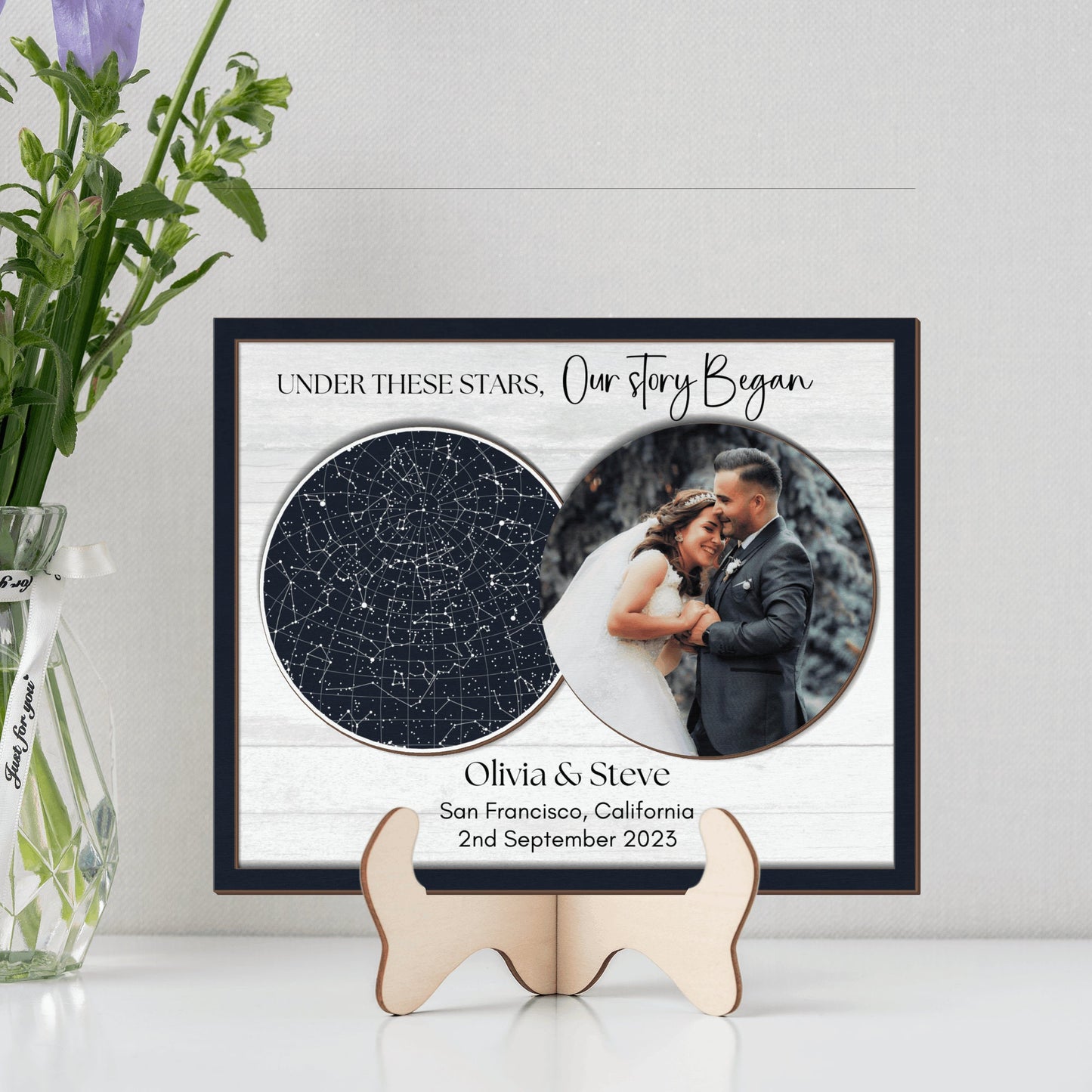 Custom Night Sky Star Map Plaque, Wedding gift for husband, Anniversary gift for wife, Newlywed gift, The day we got married engagement gift