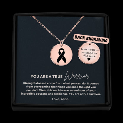 Personalized Warrior gift for Cancer survivor, Cancer ribbon necklace for women, beat cancer strength gift, Breast cancer encouragement gift