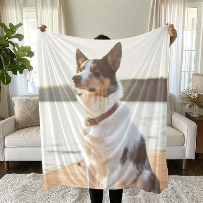 Personalized Dog Photo Blanket, Custom Pet Photo Picture Blanket, Dog lover gift, Customizable Photo Blanket Family & Friends Custom Gifts