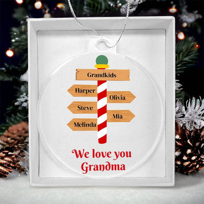 Grandma Christmas Ornament Personalized, Ornament with grandkids names, Christmas Gift for Grandmother, Nana gift from Grandchildren, Mimi