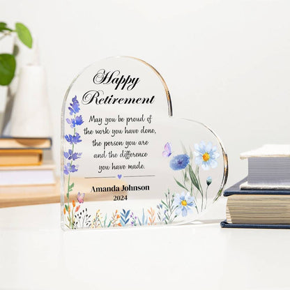 Retirement Gifts for Women Coworker, Nurse retirement gift Personalized Heart Plaque, Retirement party gift, Proud of difference you made