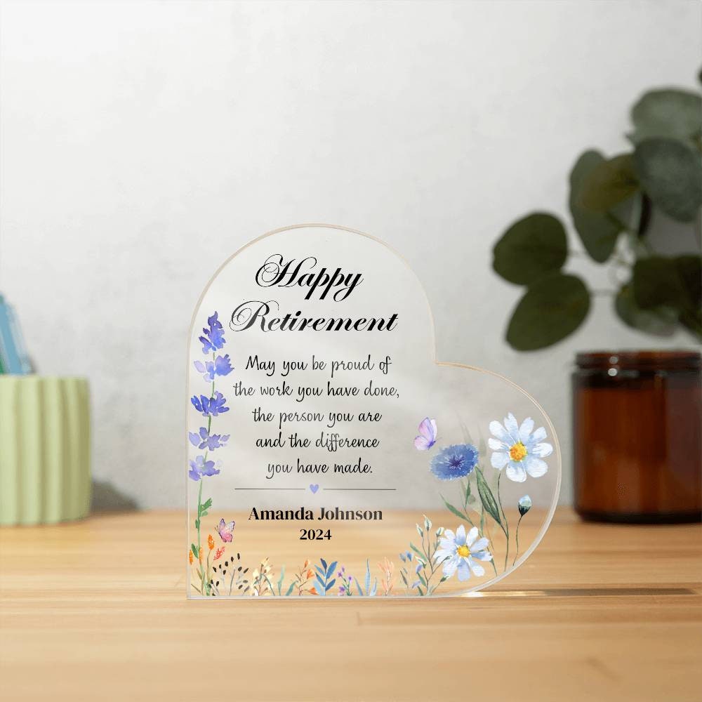 Retirement Gifts for Women Coworker, Nurse retirement gift Personalized Heart Plaque, Retirement party gift, Proud of difference you made