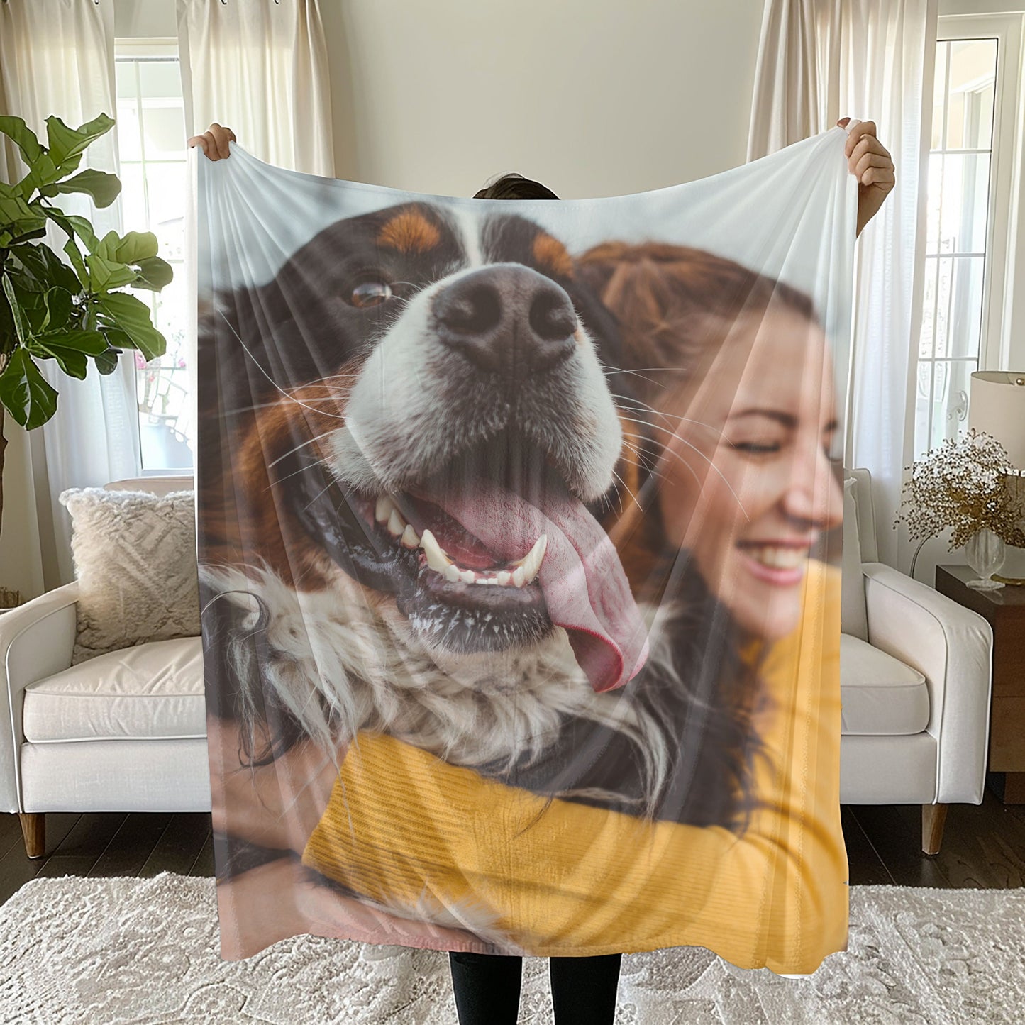 Personalized Dog Photo Blanket, Custom Pet Photo Picture Blanket, Dog lover gift, Customizable Photo Blanket Family & Friends Custom Gifts