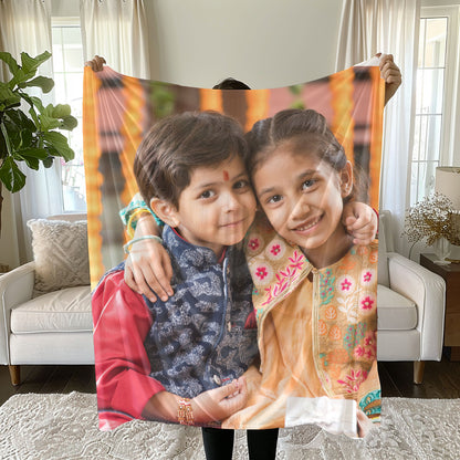 Rakhi Gift for Sister Personalized Photo blanket, Raksha bandhan gift for brother, Customizable picture blanket, Family gifts, Birthday gift