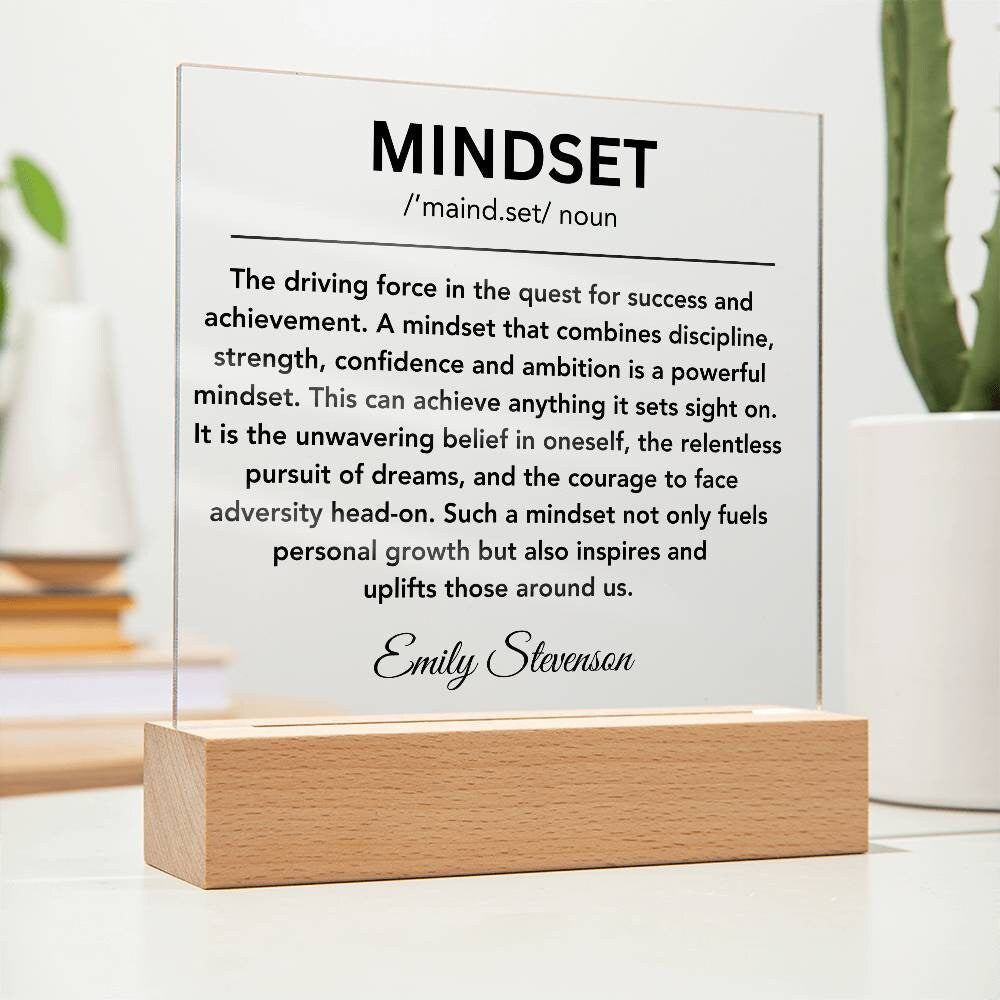 Personalized Mindset Definition Plaque, Encouragement gift for Daughter, Motivational plaque for coworker, Employee gift, Cancer gifts women