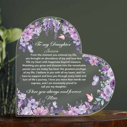 To my Daughter Gift from Mom, Heart Plaque Wedding gift for Daughter from Dad, Daughter birthday gift, Christmas gift, Graduation gifts her