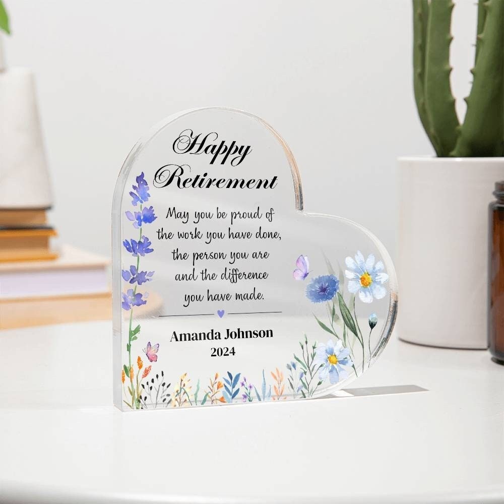 Retirement Gifts for Women Coworker, Nurse retirement gift Personalized Heart Plaque, Retirement party gift, Proud of difference you made