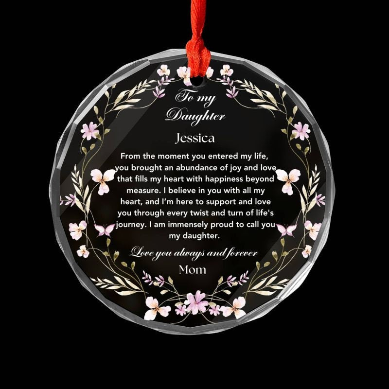 Daughter gift from Mom, Personalized Glass Christmas Ornament, To my daughter Christmas gift, birthday gift, Wedding gift from dad to bride