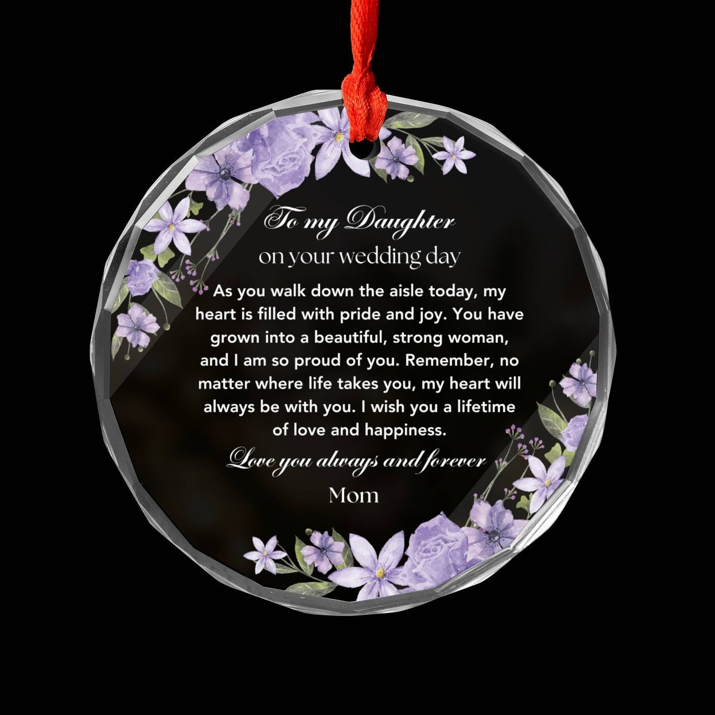 To my Daughter on her wedding day gift from Mom, Glass Christmas ornament Gift from Mom to Daughter, Wedding gifts for daughter from Dad