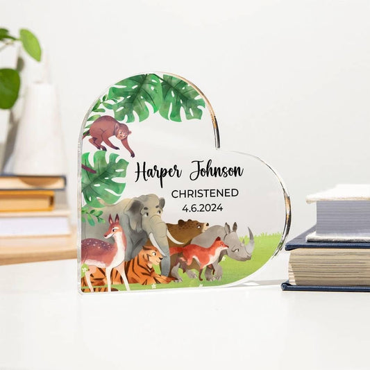 Personalized Christening Gift, Safari Animals Gift, Baby's Christening Gift, Baptism Gift from godmother, Jungle Animals themed plaque gift