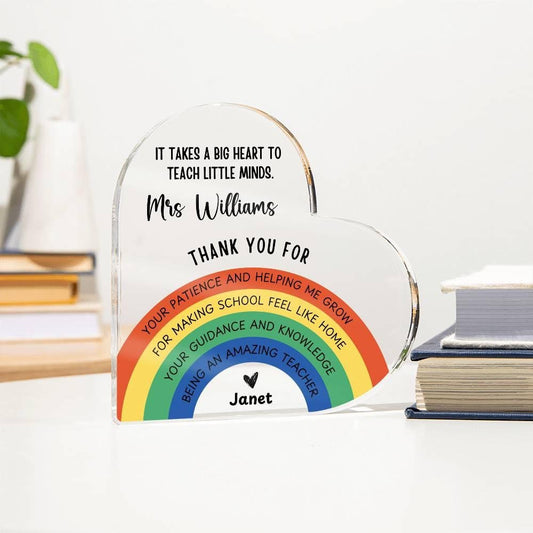 Personalized Thank You Teacher Plaque, School Leaving Gift, End of Term Gifts, Teacher Gifts, Rainbow Gifts for Teacher appreciation gifts