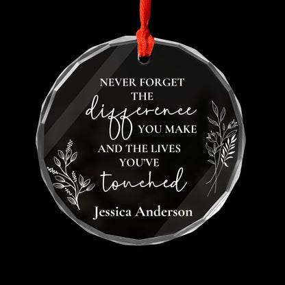 Personalized Difference Maker Gift Glass Ornament, Mentor Appreciation Gift, Leader Gift, Gift for Teacher, Thank You Gift, Leaving Gift