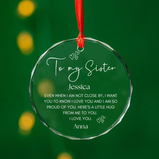 Personalized To my Sister Gift Glass ornament, Gift for Big Sister, Little Sister Farewell gift, Sister Christmas gift, Wedding, Birthday