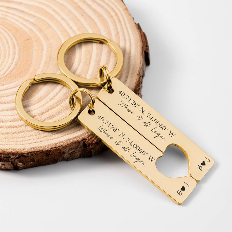 Personalized Couple Coordinates Keychain set, Where it all began